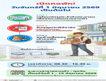 กำหนดการเปิดหอพักนักศึกษา มหาวิทยาลัยราชภัฏหมู่บ้านจอมบึง ประจำปีการศึกษา 2569