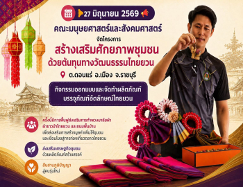 คณะมนุษยศาสตร์และสังคมศาสตร์ มรภ.หมู่บ้านจอมบึง เดินหน้าสร้างมูลค่าชุมชนไทยยวน ผ่านการพัฒนาผลิตภัณฑ์และบรรจุภัณฑ์อัตลักษณ์ท้องถิ่น